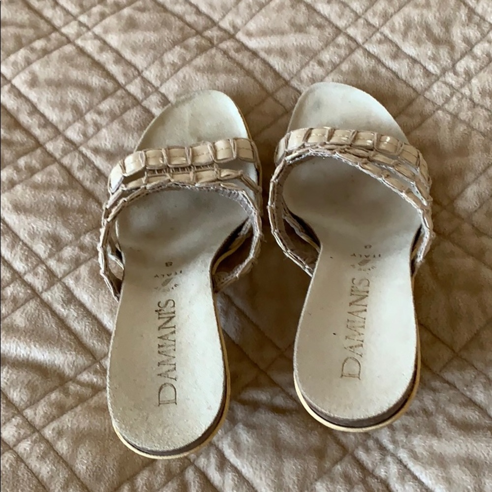 Wearing once wedges, size 8, heel 3 1/2 inches